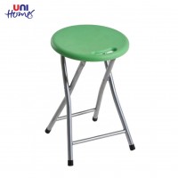 Round Plastic Foldable Stool With Metal Legs