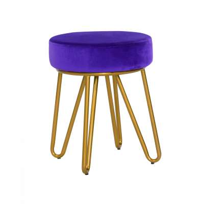 Low Upholstered Footstool with hair pin Metal Legs