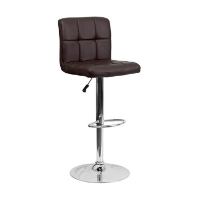 Minimalist PU Leather Swivel  Adjustable  Cafe  Furniture High middle back Bar Stool Chair