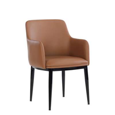 synthetic pu leather round metal legs armed hotel chair for dining room