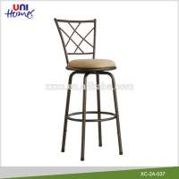 Metal Swivel High Bar Stool With Backrest