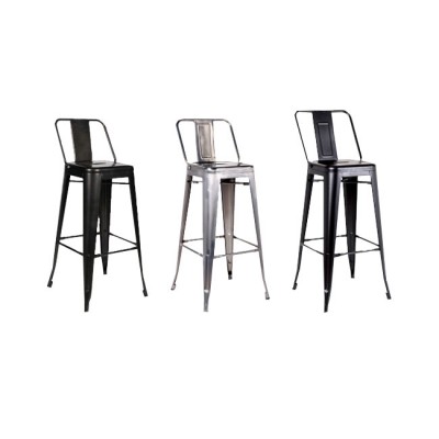 Bar stools with metal strap back