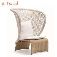 Leisure ways royal white hotel baroque rattan wicker high back dining chair for heavy people