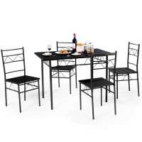 Home Dining Room Furniture Cheap Black 5 Piece Dining Table Chairs Set