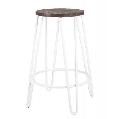 Mid-century modern style home kitchen bar stools with wood top stackable antique round metal bar stools