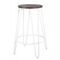 Mid-century modern style home kitchen bar stools with wood top stackable antique round metal bar stools