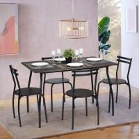 5-Piece Black Breakfast Dining Table Set with Four Chairs Home Furniture For Kitchen Room Dinette Set